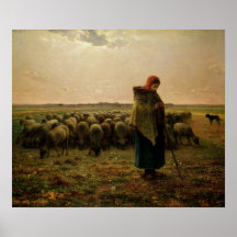 Shepherdess with her Flock, 1863 Posters