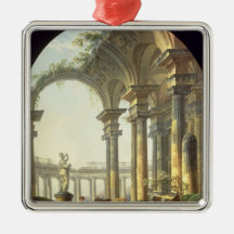 Shepherds with Animals in a Classical Landscape Ornament