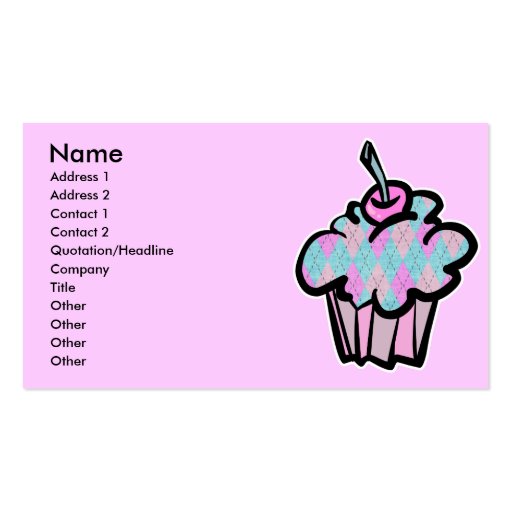sherbert argyle pattern cupcake, Name, Address ... Business Card Template