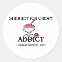 Sherbet Ice Cream Addict Round Stickers