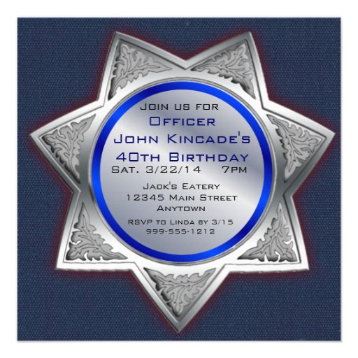 Sheriff Badge Birthday Party Invitations