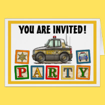 Sheriff Car Party Invitation cards