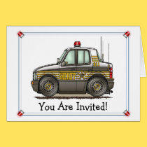 Sheriff Car Patrol Car Party Invitation cards