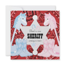 Sheriff Cowboy Gender Reveal Party Invitations