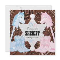 Sheriff Cowboy Gender Reveal Party Invitations