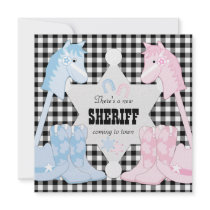 Sheriff Cowboy Gender Reveal Party Invitations