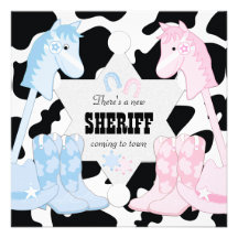 Sheriff Cowboy Gender Reveal Party Invitations