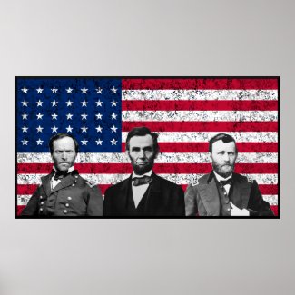 Sherman, Lincoln, and Grant with Black Border print