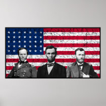 Sherman, Lincoln, and Grant with Black Border Print