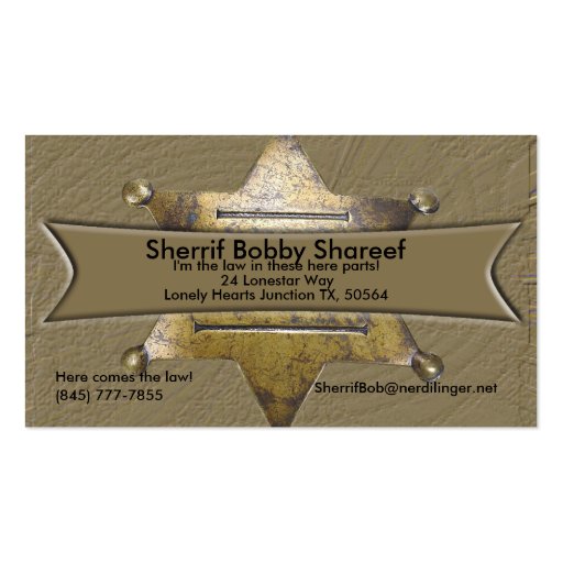 Sherrif Style Business card (front side)