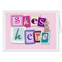 She's here! New Baby girl announcement cards
