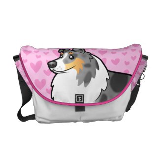 Cartoon Merle Tricolor Sheltie Messenger Bag Cartoon Merle Tricolor Sheltie Messenger Bag