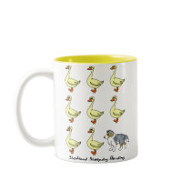 Shetland Sheepdog Herding Ducks Mug by MenagerieMayhem Shetland Sheepdog Herding Ducks Mug