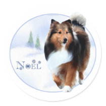 Shetland Sheepdog Noel Sticker by GreyWolfCreation Shetland Sheepdog Noel Sticker