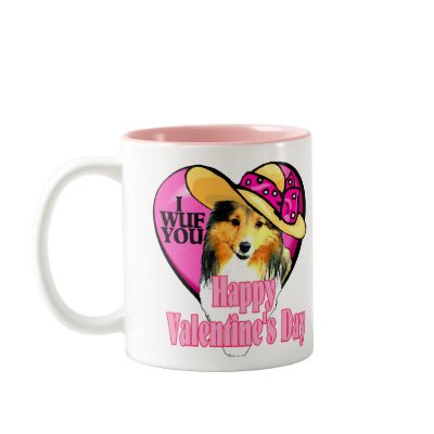 Shetland Sheepdog Sheltie Valentines Coffee Mugs