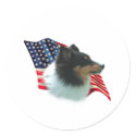 Shetland Sheepdog (tri) Flag stickers by GreyWolfCreation Shetland Sheepdog (tri) Flag stickers