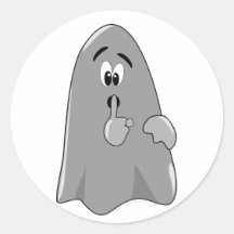 Shh Cartoon Ghost Cute Secret  Halloween Round Sticker