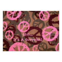 Shh...it's A Surprise!-Invitation-Peace Signs