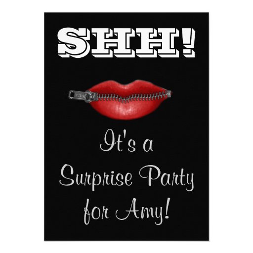 SHH! ZIP your lip surprise party invite