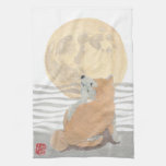 Shiba Inu And Super Moon Dish Towel