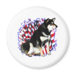Shiba Inu (blk) Patriot Refrigerator Magnets