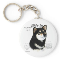 Shiba Inu (blk/tan) History Design Keychains