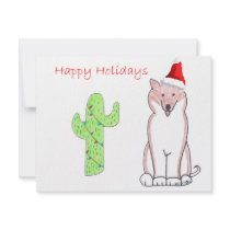 Shiba Inu Cactus Christmas Personalized Invites