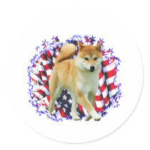 Shiba Inu Patriot Round Sticker