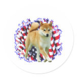 Shiba Inu Patriot Round Sticker