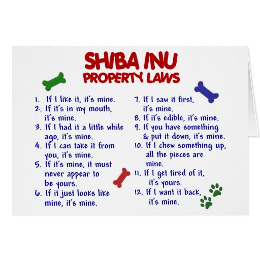 SHIBA INU Property Laws 2 Greeting Cards