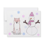 Shiba Inu &amp; Snowman Personalized Invitations
