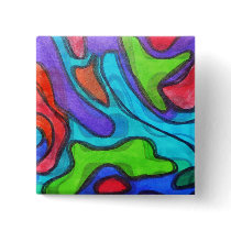 Shifted Squiggles - Modern Abstract Art Buttons
