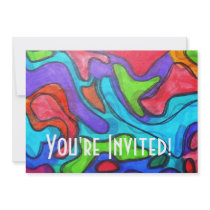 Shifted Squiggles - Modern Abstract Art Personalized Invitations