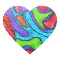 Shifted Squiggles - Modern Abstract Art Heart Stickers