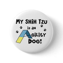 Shih Tzu Agility Dog Button