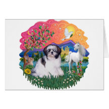 Shih Tzu (black and white #1) Greeting Card