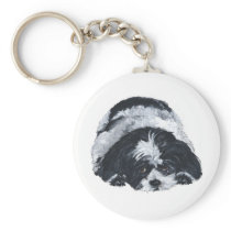 Shih Tzu Black & White Keychain