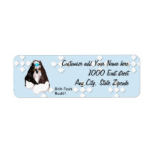 Shih-Tzu - Blue w/ White Diamond Design Custom Return Address Label