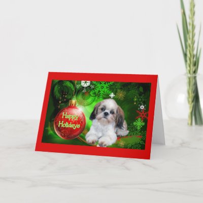 Shih Tzu Christmas Card Happy Holidays Ball