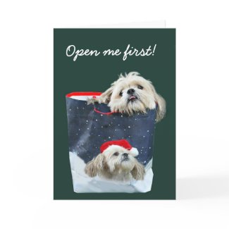 Shih Tzu Christmas gift card