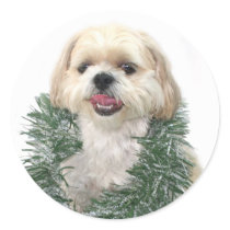 Shih Tzu Christmas sticker