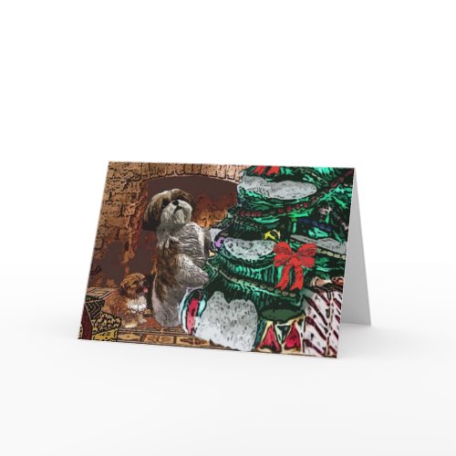 Shih Tzu Christmas Tree Collage card