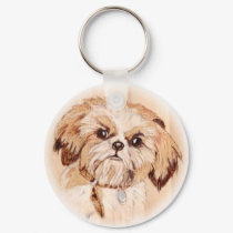 Shih Tzu Keychain by lynndart Shih Tzu Keychain