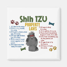 Shih Tzu Property Laws 4 Fridge Magnets