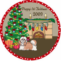 Shih Tzu Puppy's First Christmas Ornament 2009 photo sculptures by freespiritdesigns Shih Tzu Puppy's First Christmas Ornament 2009 photo sculptures