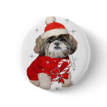 Shih Tzu Santa Paws gifts buttons