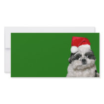 Shih Tzu Santa Custom Photo Card