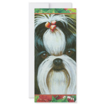 Shih Tzu with Holly for Christmas Rack Cards rack cards by greerdesign Shih Tzu with Holly for Christmas Rack Cards rack cards