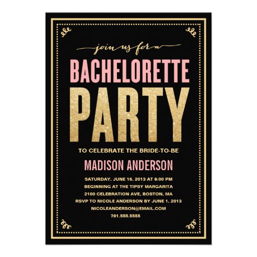 SHIMMER & SPARKLE | BACHELORETTE PARTY INVITATION (front side)