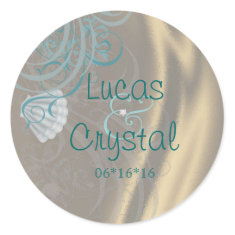 Shimmering One Seashell Teal Save The Date Sticker